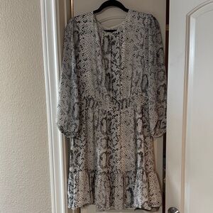 J. Crew Black and Gray Snake Print Long Sleeve Dress